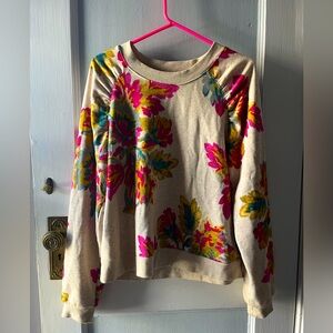 Anthropologie Saturday Sunday Floral Ruched Detaile Sweatshirt (L)